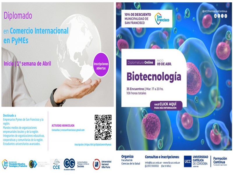 Continúan abiertas las inscripciones para los Diplomados en Biotecnología y Comercio Internacional
